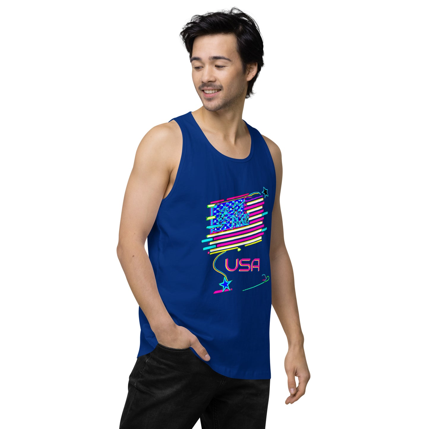 Retro USA Flag - Men’s premium tank top