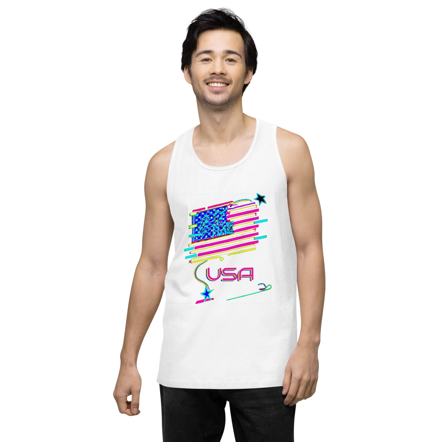 Retro USA Flag - Men’s premium tank top