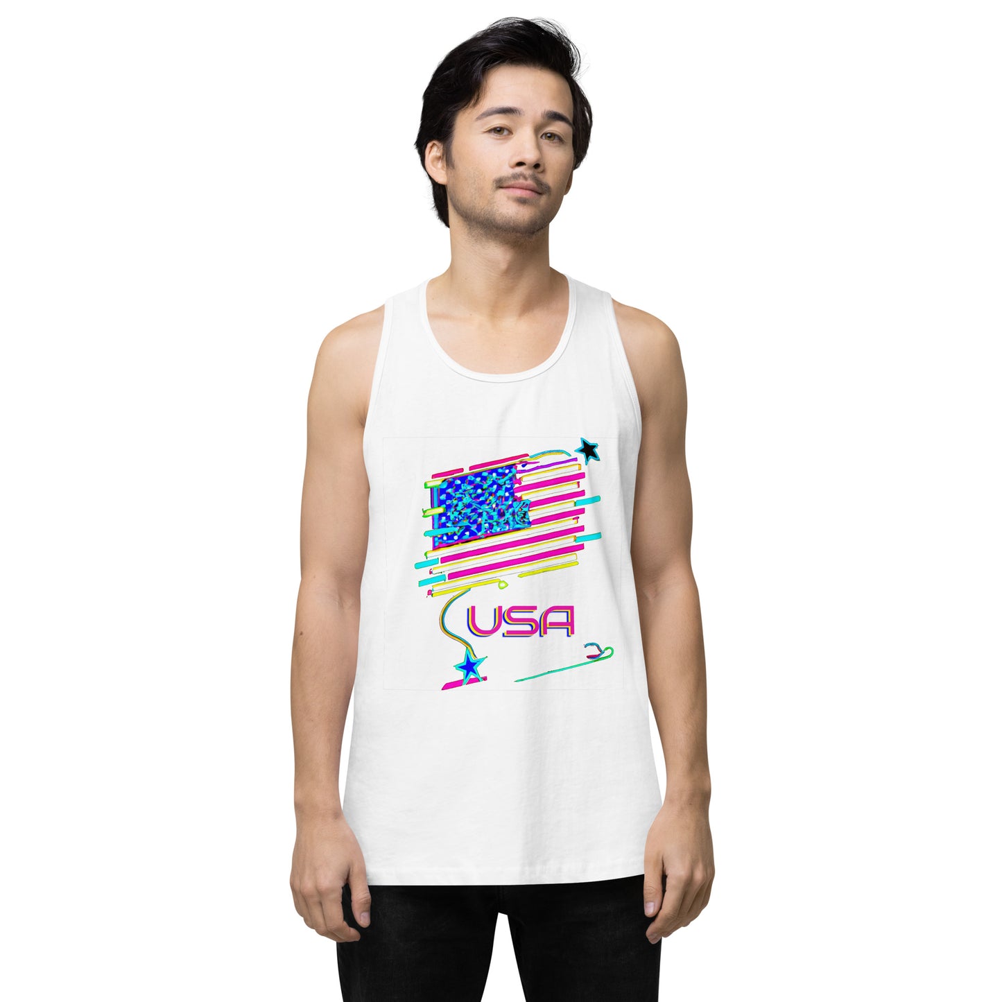 Retro USA Flag - Men’s premium tank top