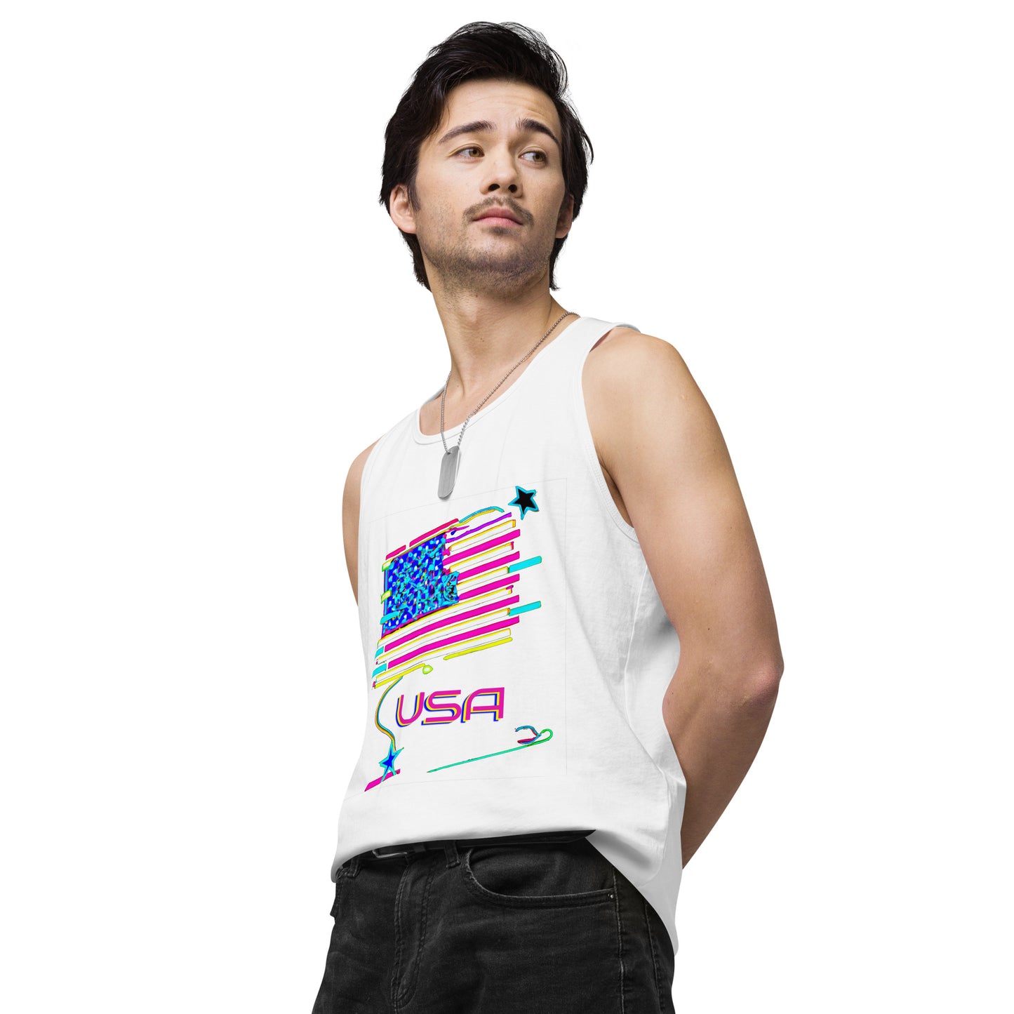 Retro USA Flag - Men’s premium tank top