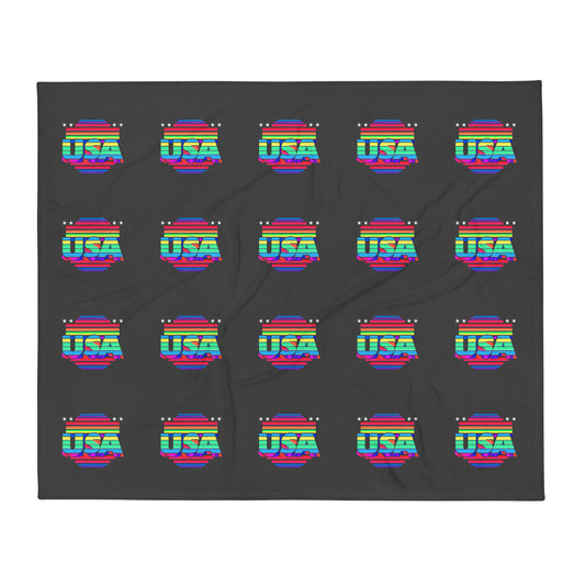 Retro Arcade Style USA - Throw Blanket