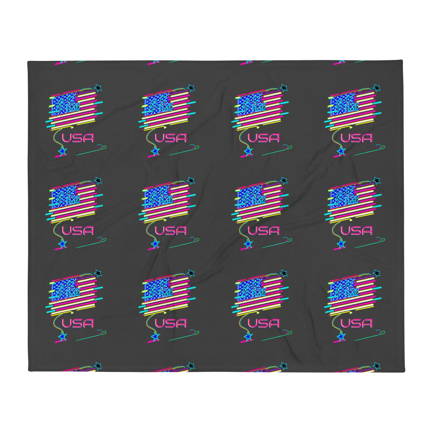 Retro USA Flag - Throw Blanket