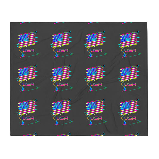 Retro USA Flag - Throw Blanket