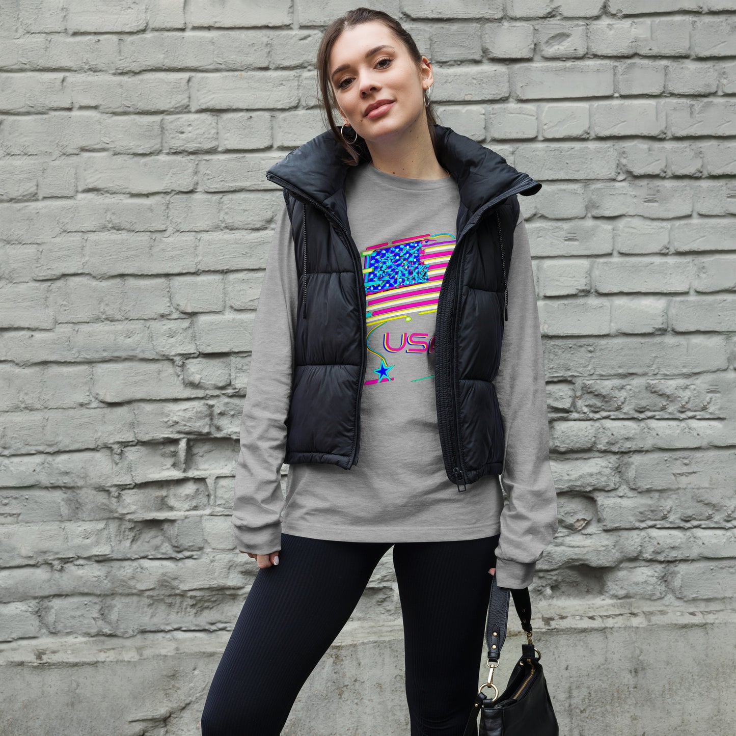 Retro USA Flag - Unisex Long Sleeve Tee