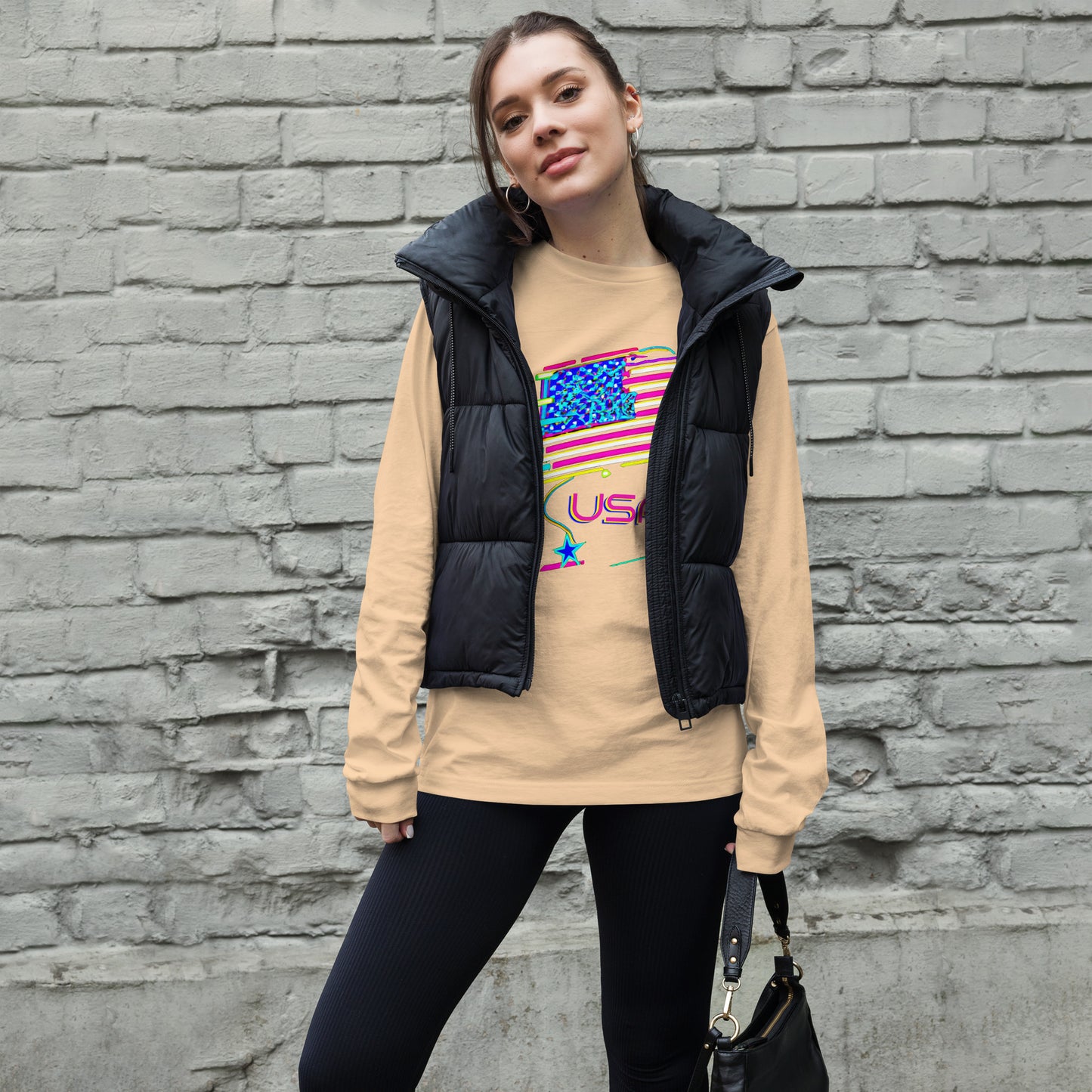 Retro USA Flag - Unisex Long Sleeve Tee