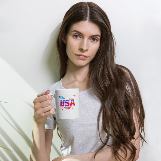 Retro USA Veteran Stars - White glossy mug